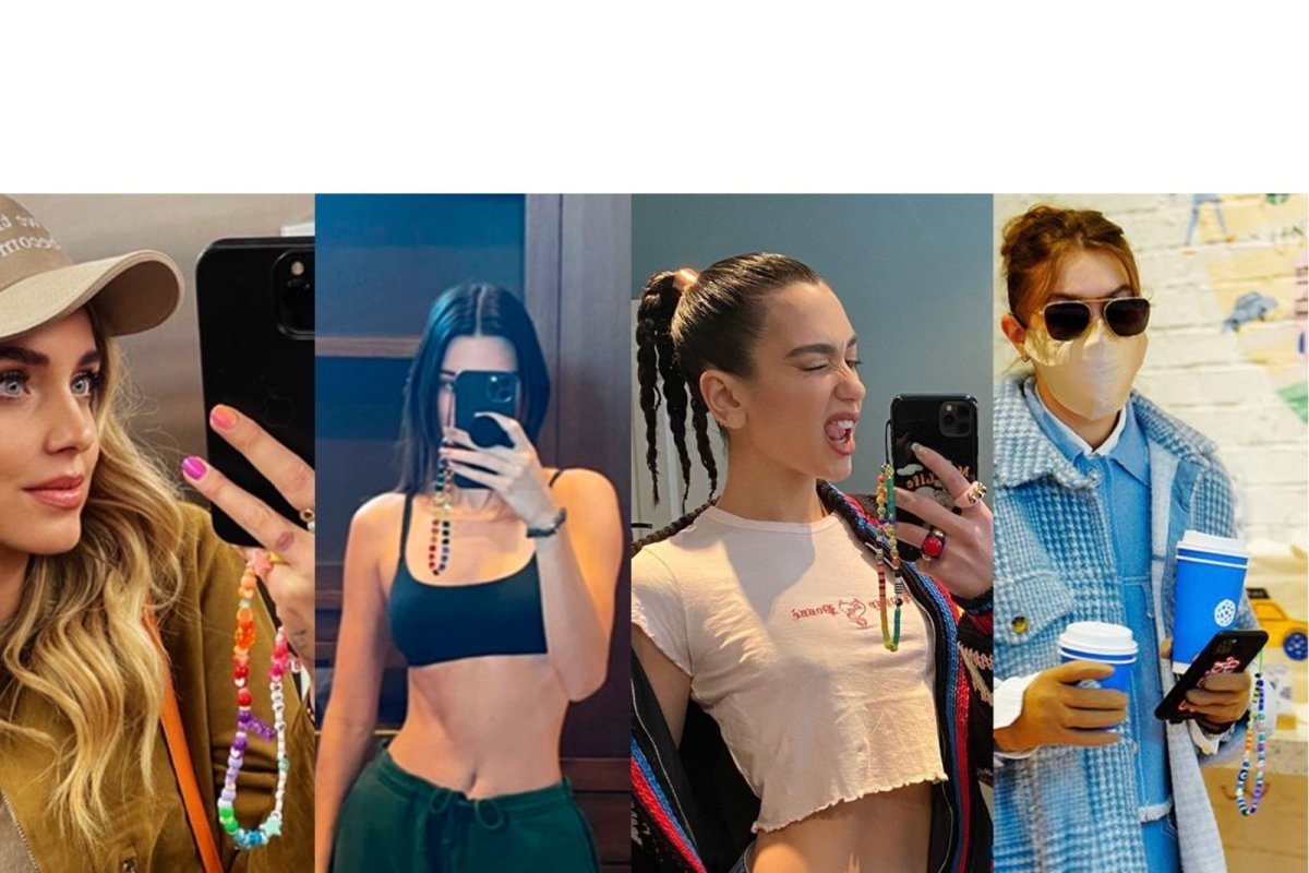 Cadenas para celulares, el último trend como lo confirman: Kendall Jenner, Chiara Ferragni, y Gigi Hadid - Malandra Jewelry