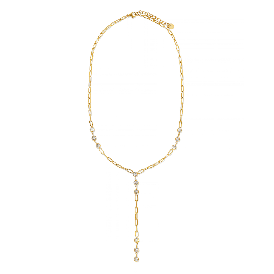Gold Sparkle Lariat Necklace