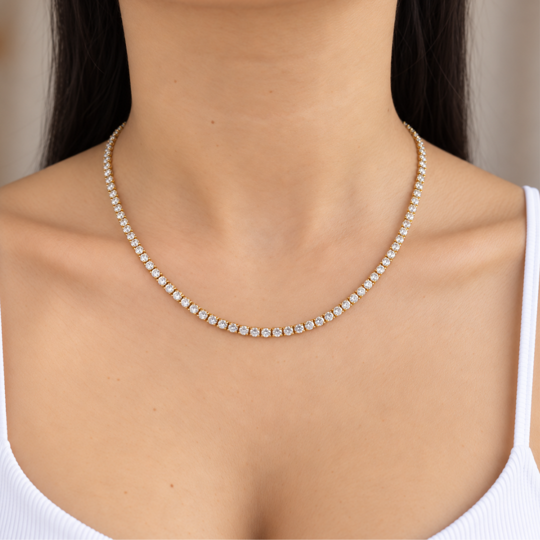 Gold Classic Tennis Necklace