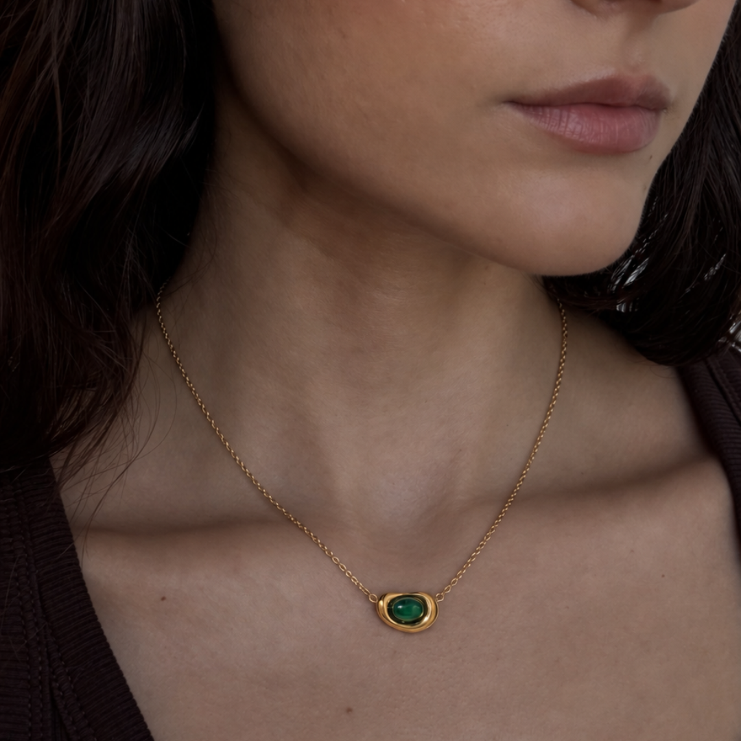 Gold Moss Olive Necklace