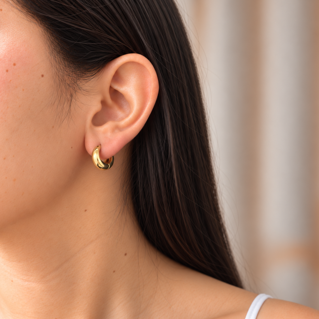Gold Puffy Hoops