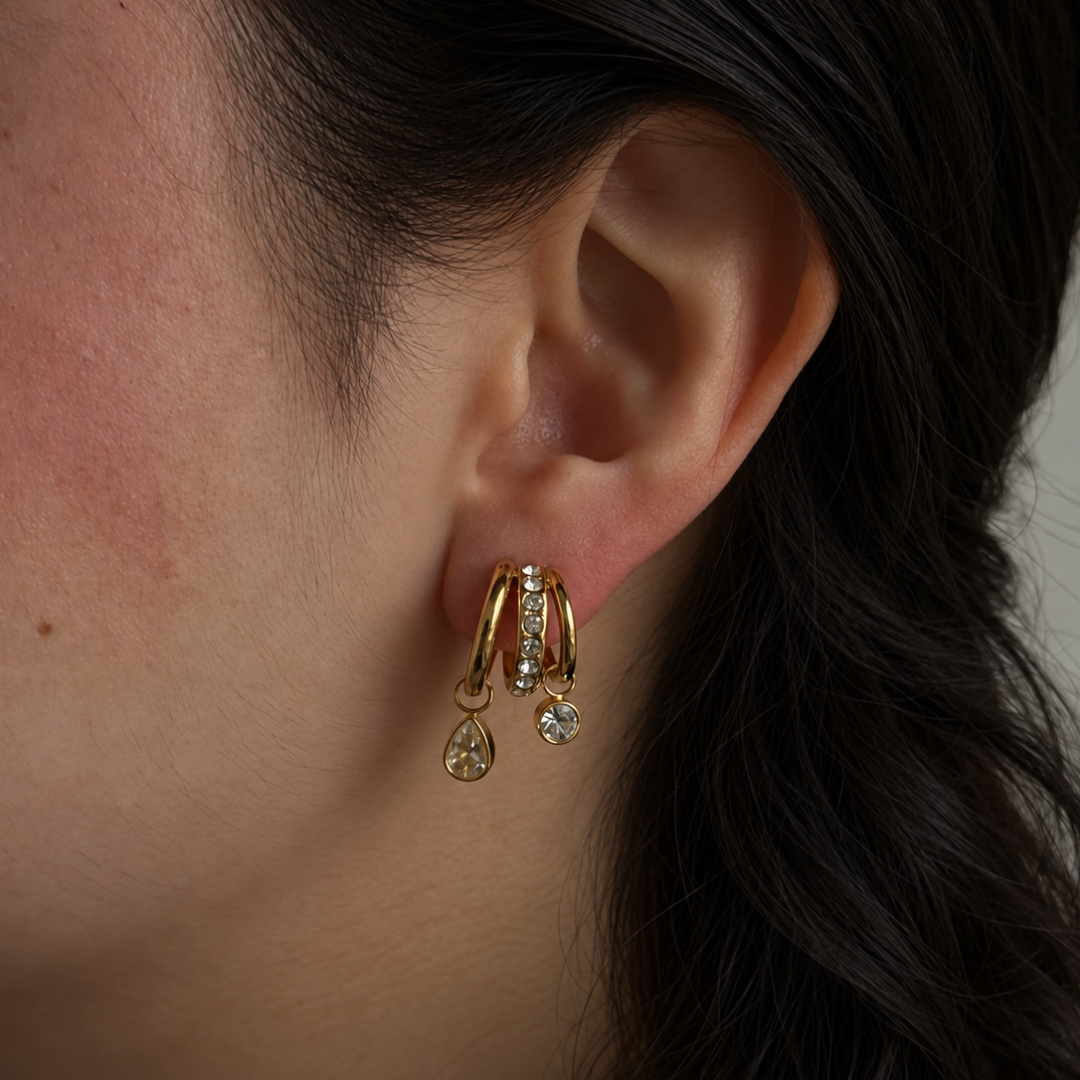 Gold Royal Chandelier Hoops