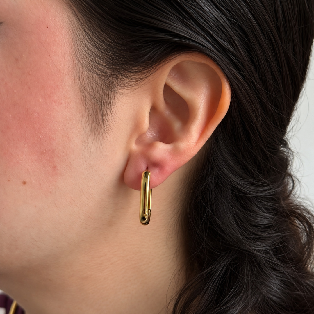 Gold Thin Elongated Hoops