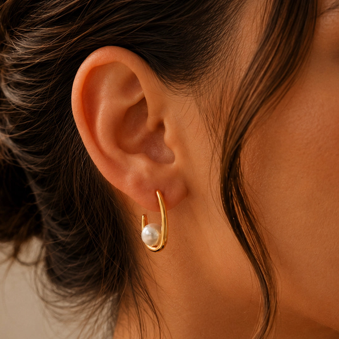 LUXE ORBIT PEARL EARRINGS