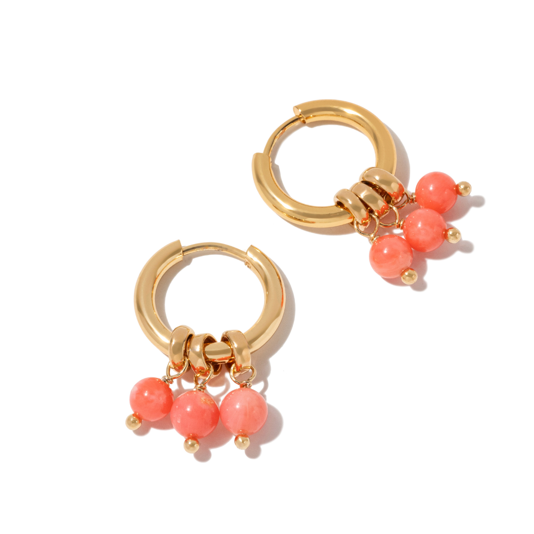 RADIANT CORAL JADE HOOPS