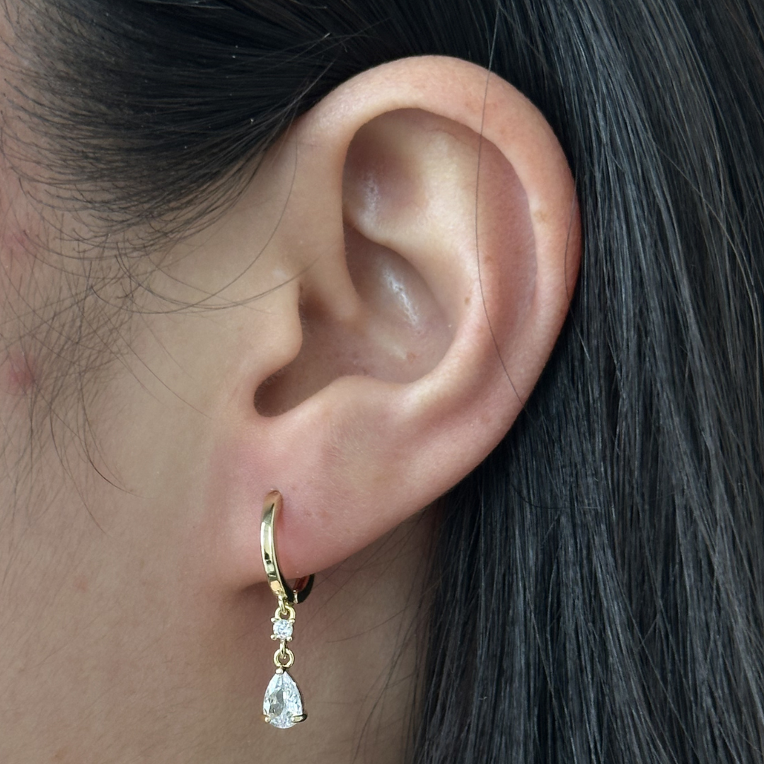 SHIMMER PEARL DROP HOOPS
