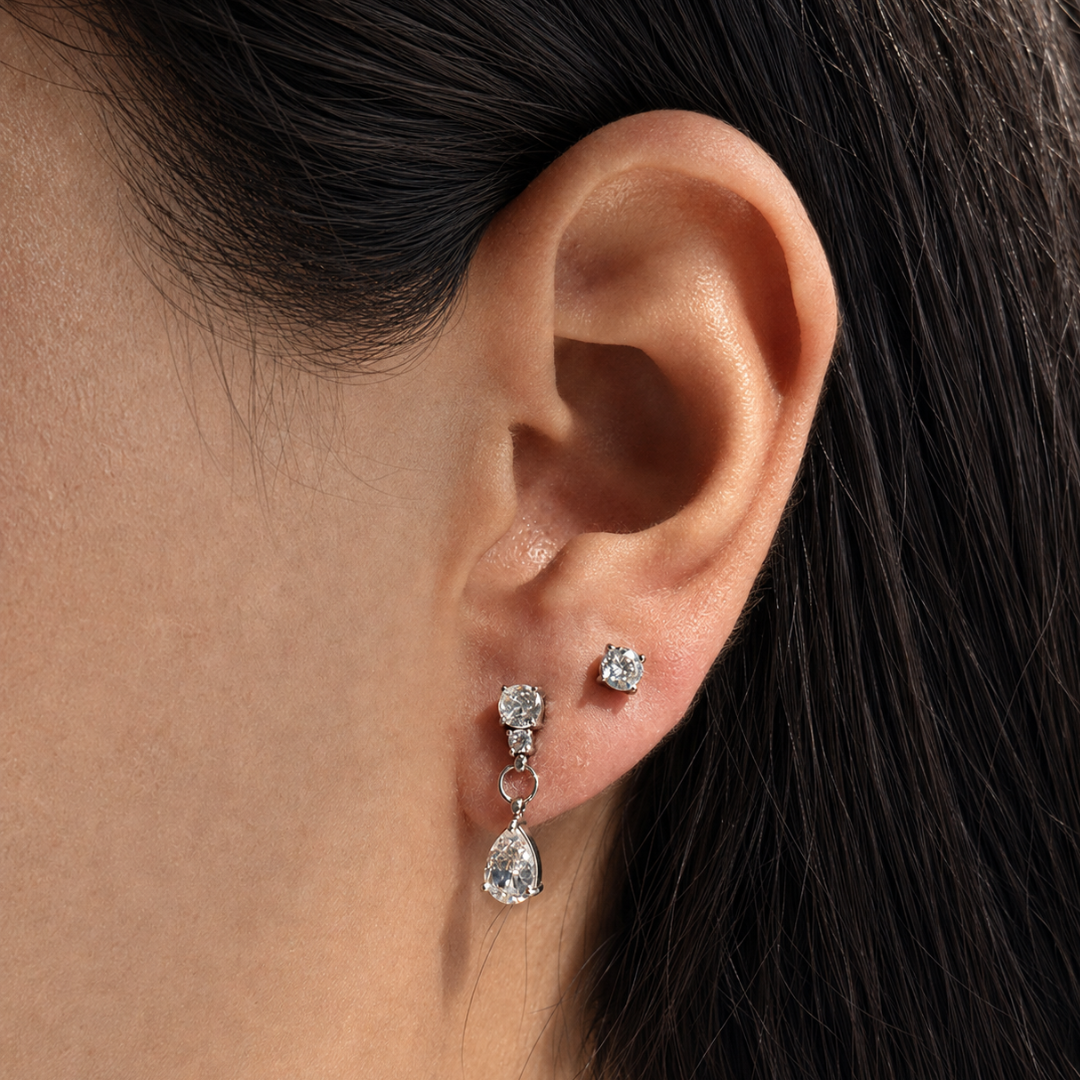 Silver Cascade Glam Earrings Set