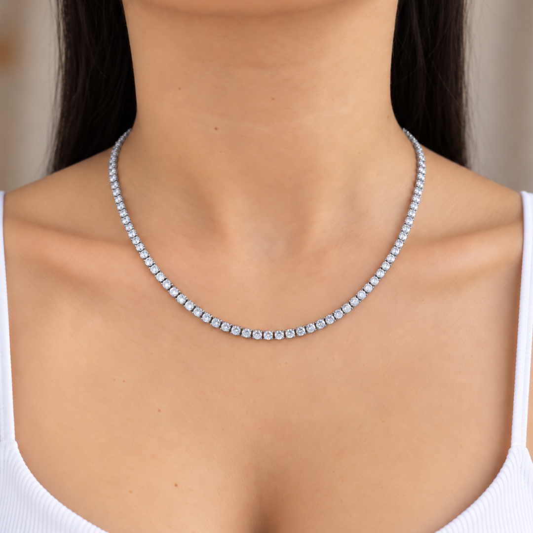Silver Classic Tennis Necklace
