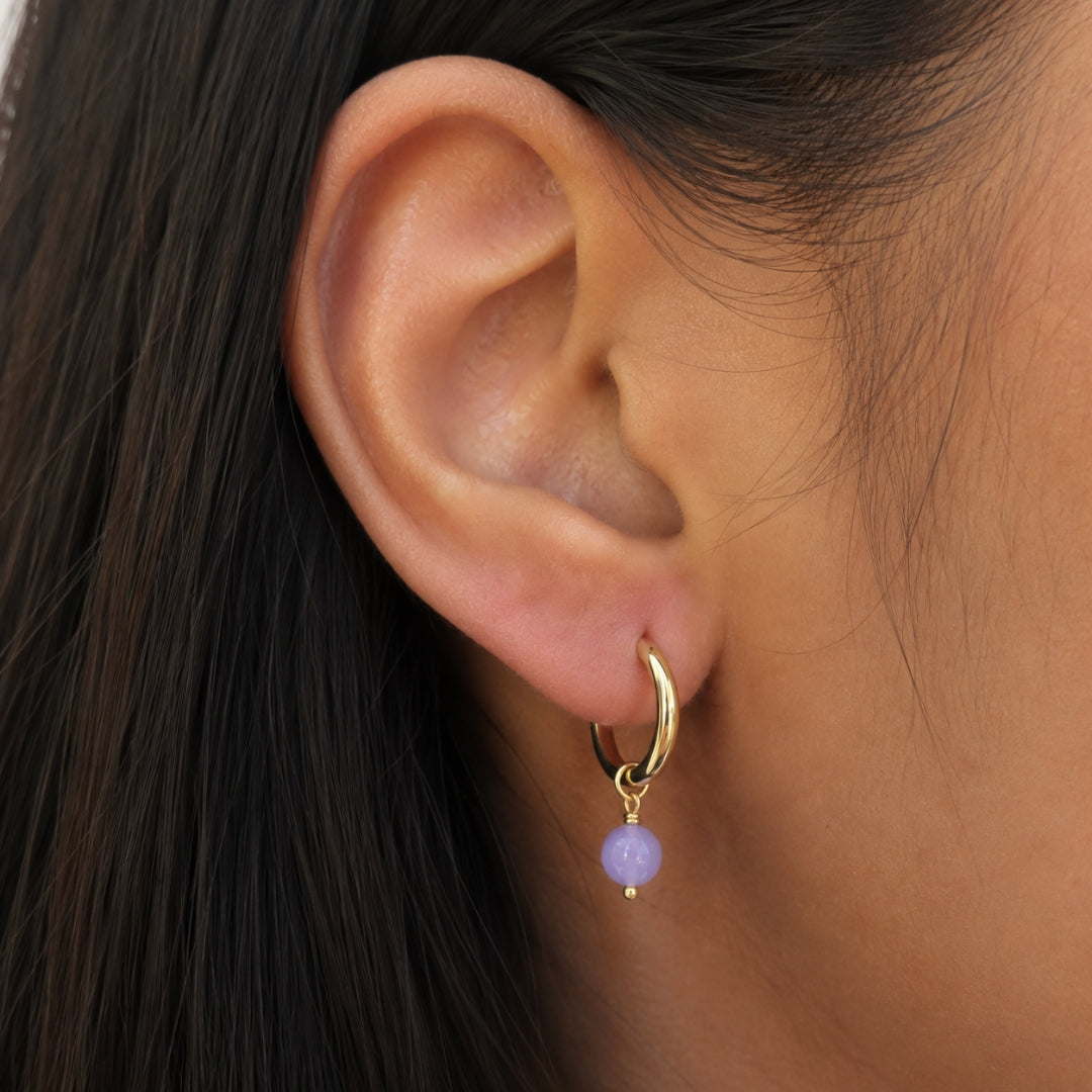 VIBRANT LILAC JADE HOOPS