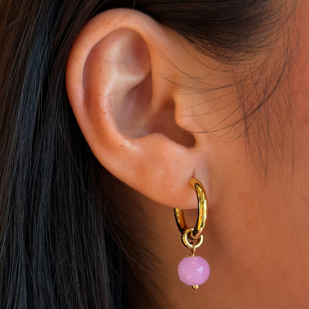VIBRANT ROSE JADE HOOPS