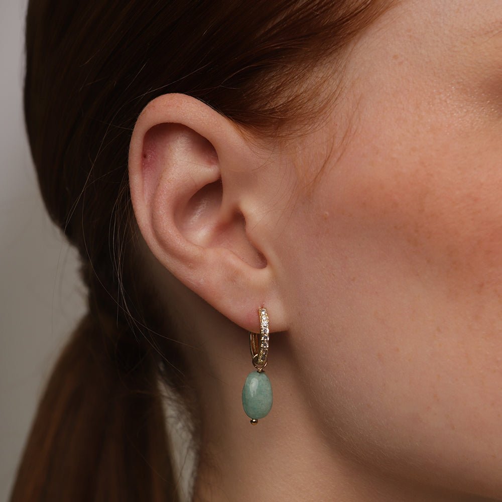 AMAZONITE GRATITUDE EARRINGS - ARETES - Malandra Jewelry - TA1659