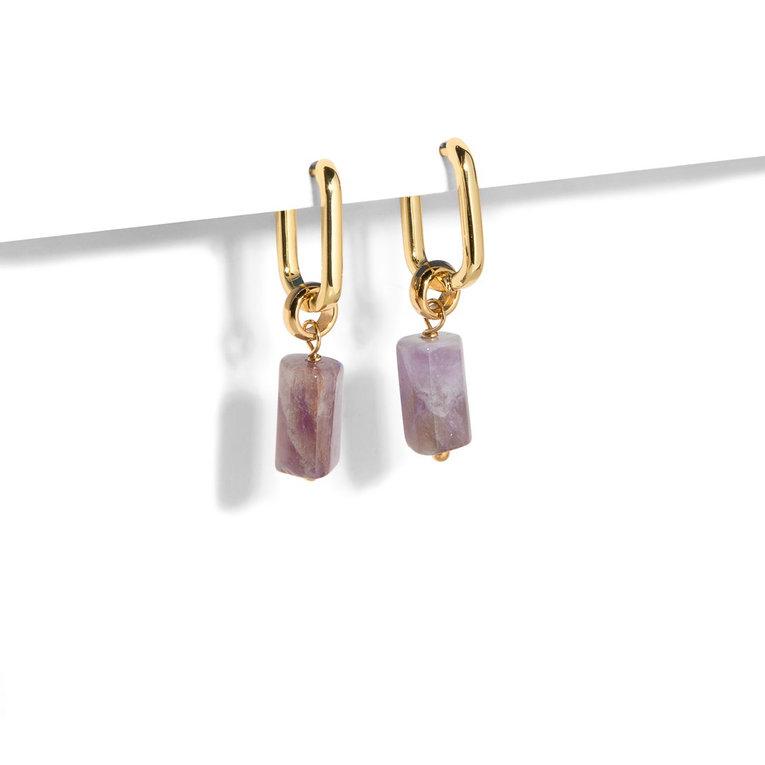 AMETHYST AURA EARRINGS - ARETES - Malandra Jewelry - TA1626