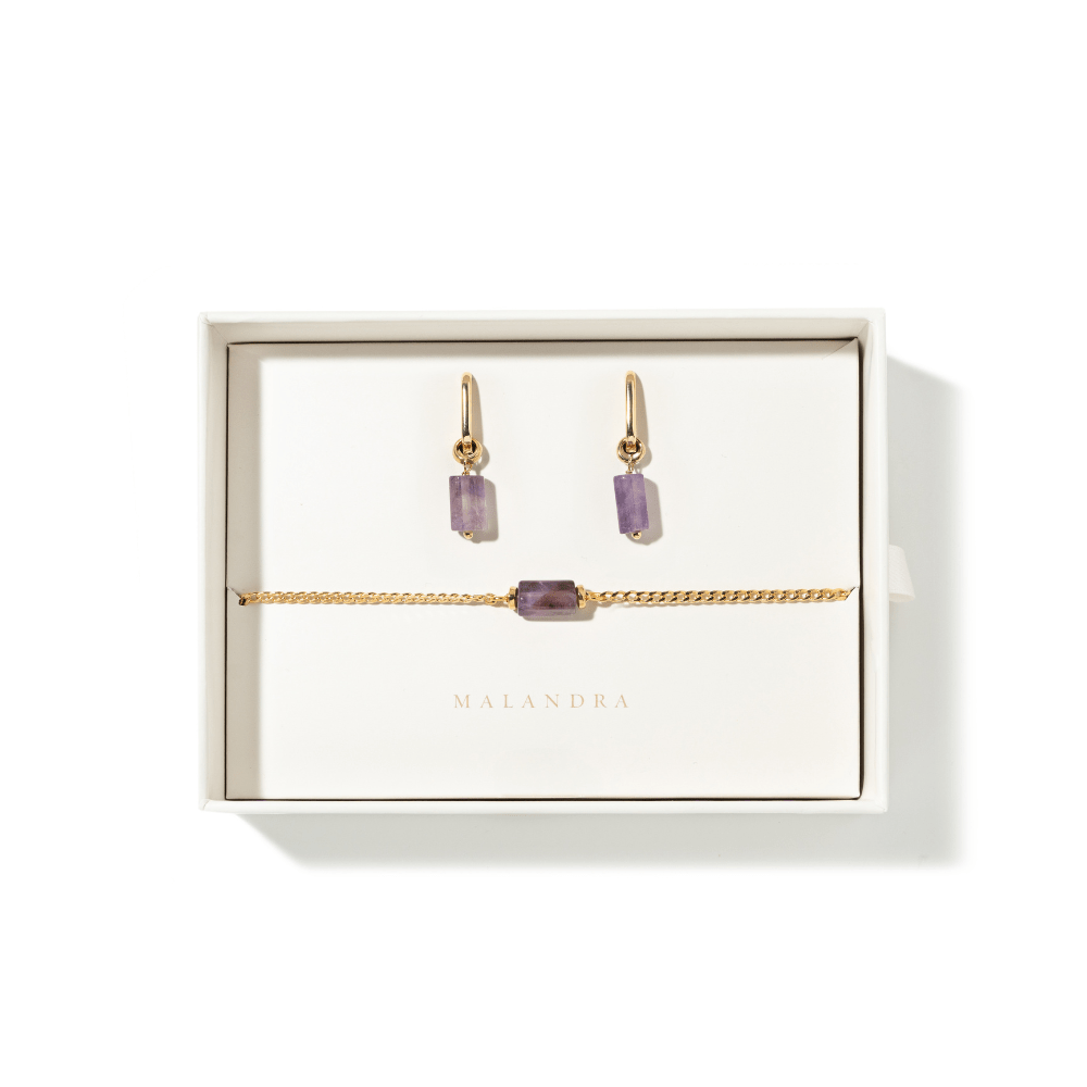 AMETHYST AURA GIFT SET - SETS DE REGALO - Malandra Jewelry - SET117-TP1616 TA1626
