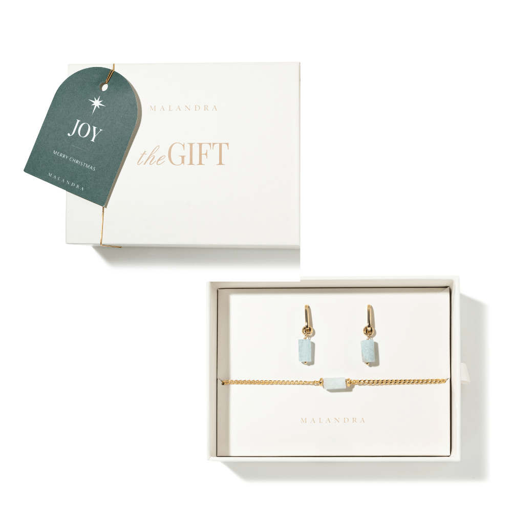 AQUAMARINE AURA GIFT SET - SETS DE REGALO - Malandra Jewelry - SET120-TP1619 TA1629