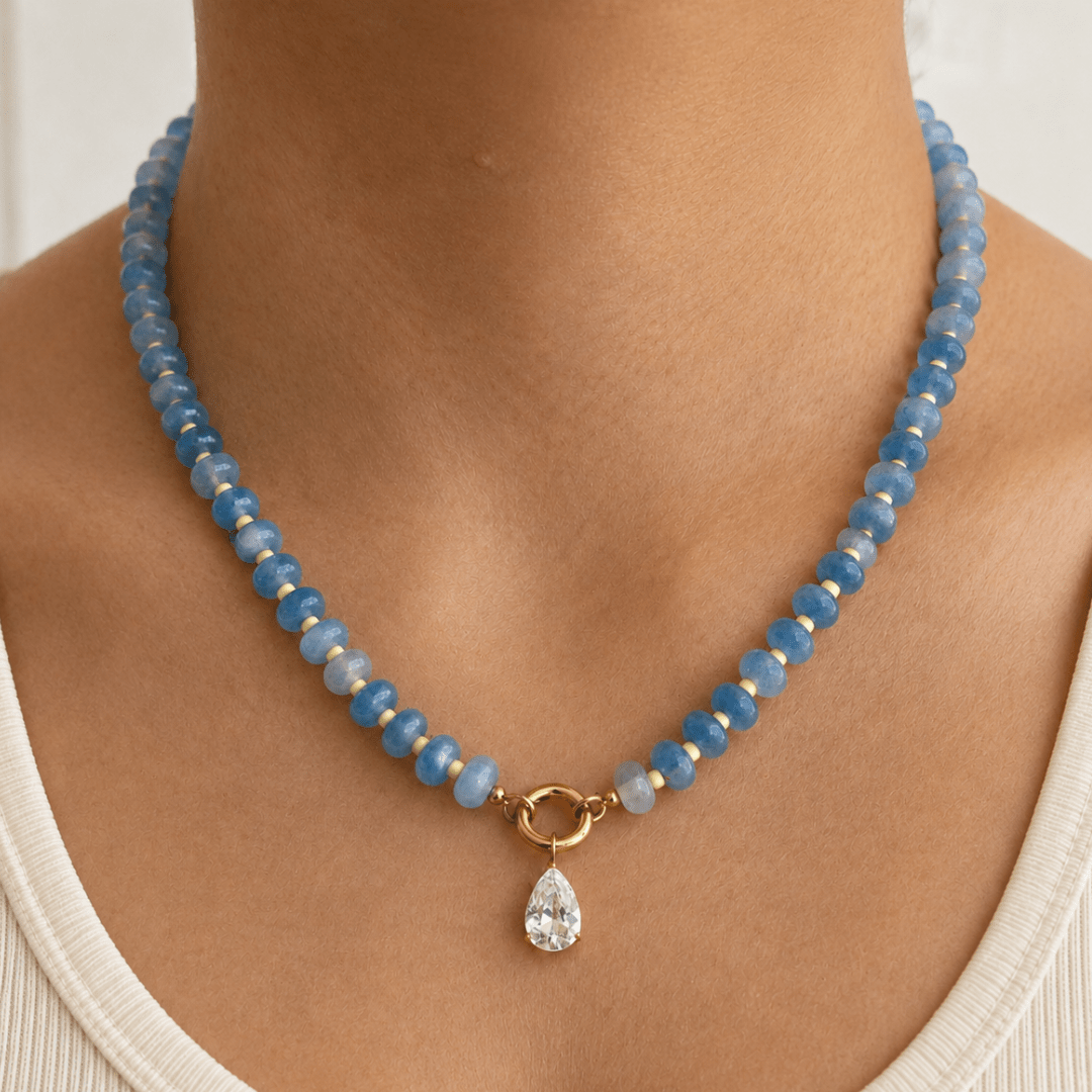 Aquamarine Dazzle Drop Necklace - COLLARES - Malandra Jewelry - EUWC581-JDN0106056-BL