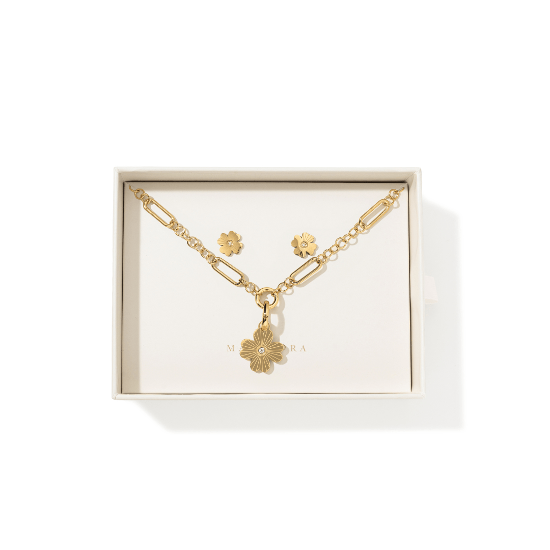 AURUM FORTUNE CLOVER GIFT SET - SETS DE REGALO - Malandra Jewelry - SET165 EYHA90/EYHC77/EYHD63