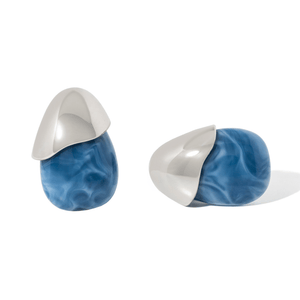 AZURE MARBLE EARRINGS - ARETES - Malandra Jewelry - EUWA573-JDE0104311-S-BL