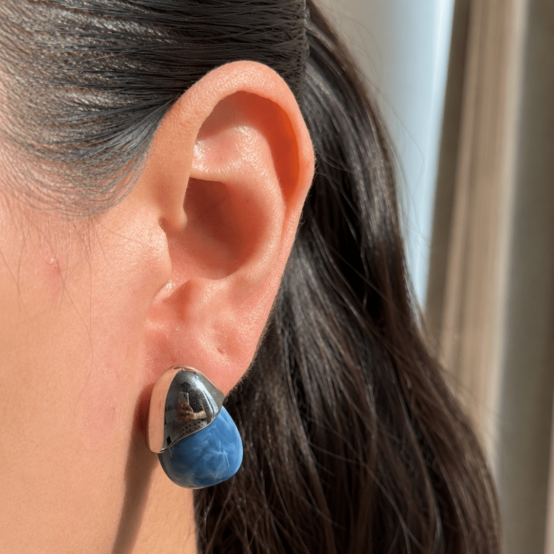 AZURE MARBLE EARRINGS - ARETES - Malandra Jewelry - EUWA573-JDE0104311-S-BL