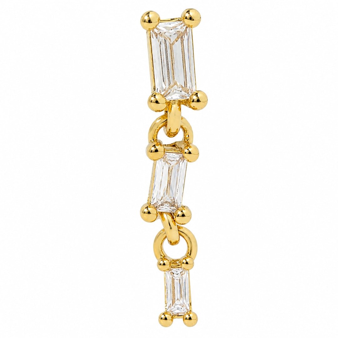 BAGUETTE DROP GOLD PIERCING - ARETES - Malandra Jewelry - ZTA29-EGD1625
