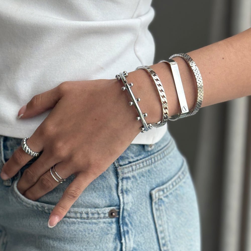 BISMARK FLAT SILVER BRACELET - PULSERAS - Malandra Jewelry - EP6269.P - B - Q1