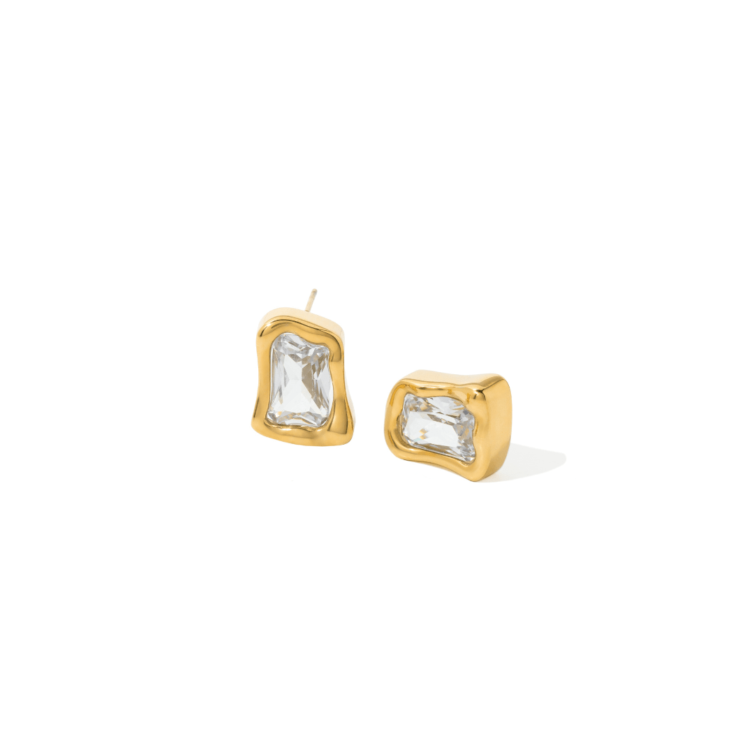BOLD SQUARE EARRINGS - ARETES - Malandra Jewelry - EUWA340-JDE0107004-WT