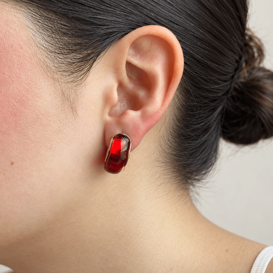 Burgundy Chunky Hoops - ARETES - Malandra Jewelry - EUWA691-JDE0307030-RD