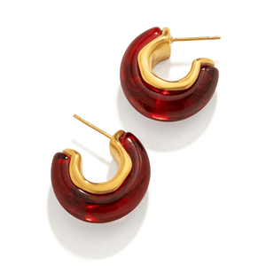 Burgundy Chunky Hoops - ARETES - Malandra Jewelry - EUWA691-JDE0307030-RD