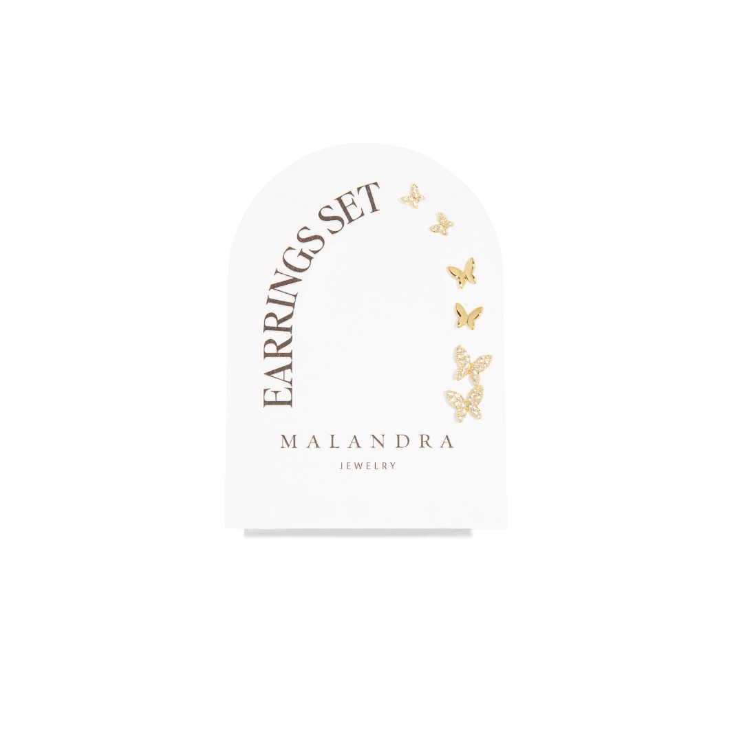 BUTTERFLY LUXE EARRINGS SET - ARETES - Malandra Jewelry - ZWA27 - QX00836Y