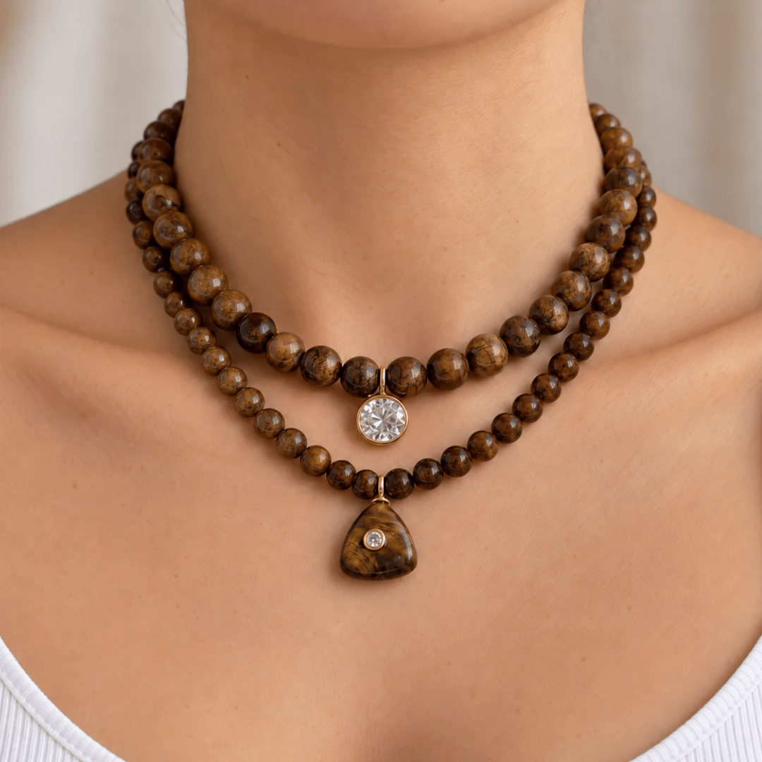 Caramel Jade Gaia Necklace - COLLARES - Malandra Jewelry - TC2757
