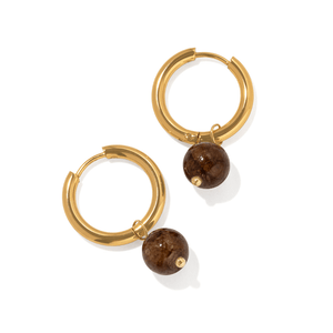 Caramel Jade Hoops - ARETES - Malandra Jewelry - TA2768