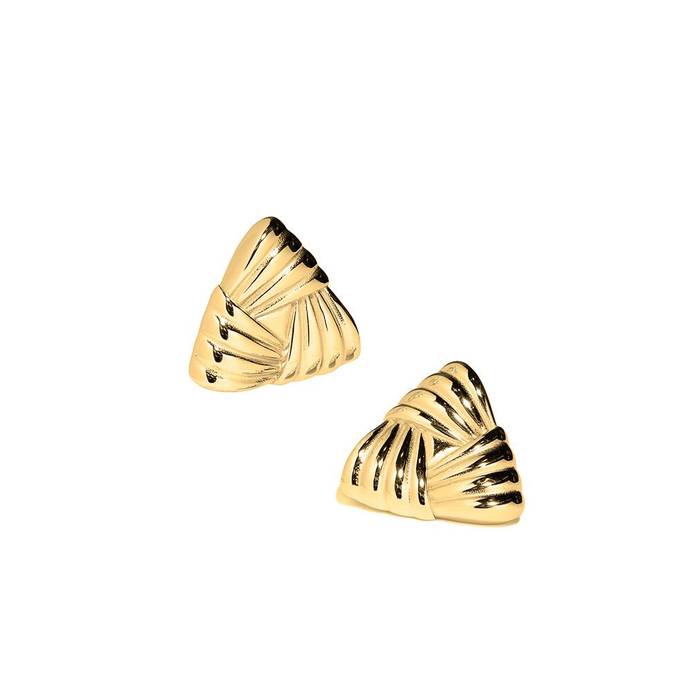 CHUNKY GOLD TRIANGLE EARRINGS - ARETES - Malandra Jewelry - EUWA168 - JDE2311081