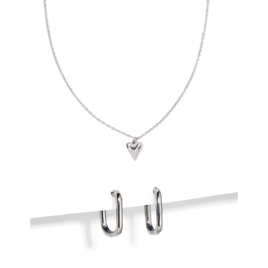 CLASSIC SILVER HEART GIFT SET - SETS DE REGALO - Malandra Jewelry - SET182 TA2156/ZXC8.P
