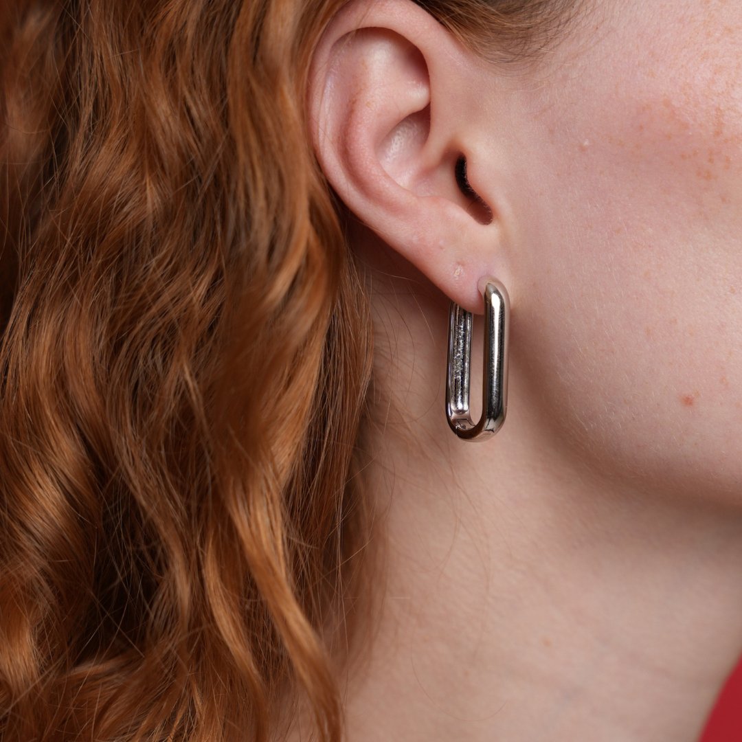 CLIP LINK LONG SILVER EARRINGS - ARETES - Malandra Jewelry - ICA438.P