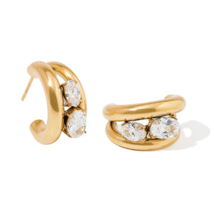 CRYSTAL GLOW HOOPS - ARETES - Malandra Jewelry - EUWA467-JDE0112215-WT