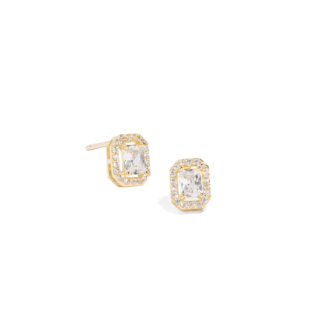 CRYSTAL GOLD BOLD EARRINGS - ARETES - Malandra Jewelry - ZWA58 - QX00878Y