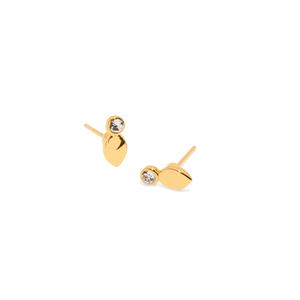 CRYSTAL LEAF STUD EARRINGS - ARETES - Malandra Jewelry - VCA189 - 4010