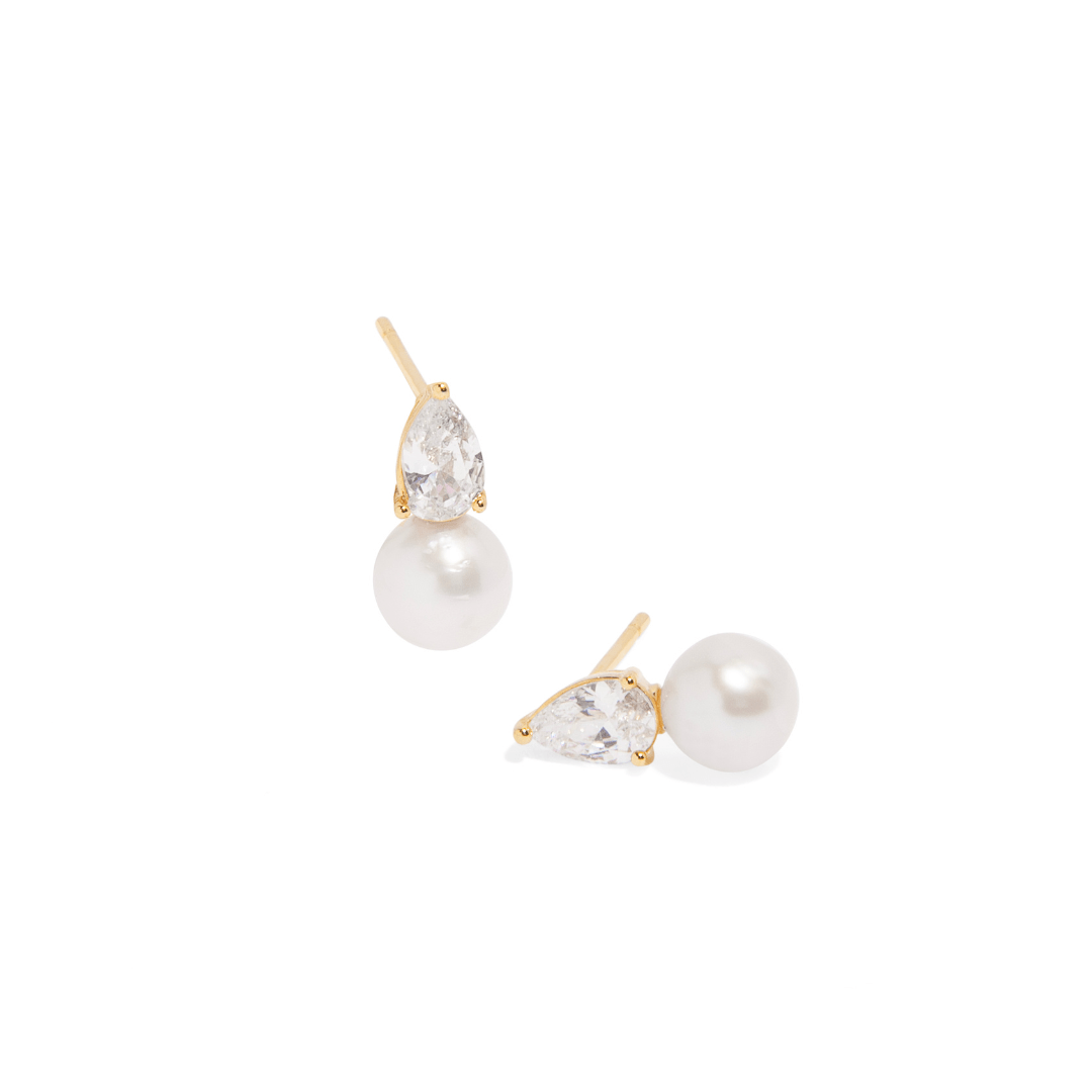 CRYSTAL PEARL GLOW EARRINGS - ARETES - Malandra Jewelry - ZWA48 - QX02581CY