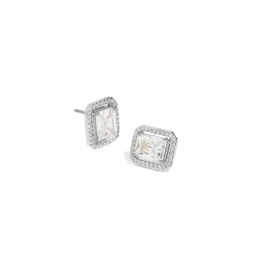 CRYSTAL SILVER CORE EARRINGS - ARETES - Malandra Jewelry - ICA524.P