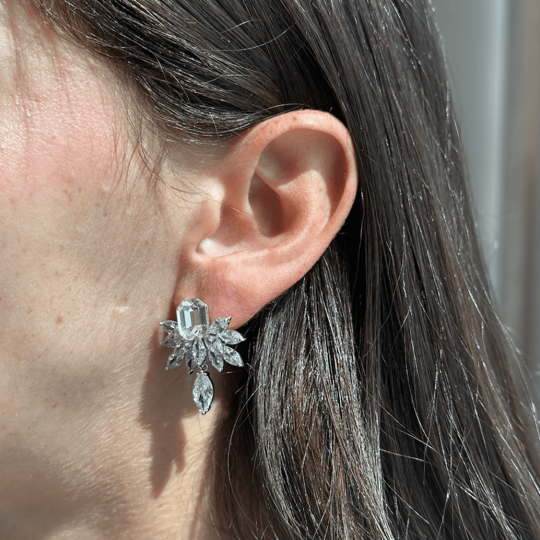 CRYSTAL SILVER SPARK EARRINGS - ARETES - Malandra Jewelry - ZOA22.P - N19140K8ZB