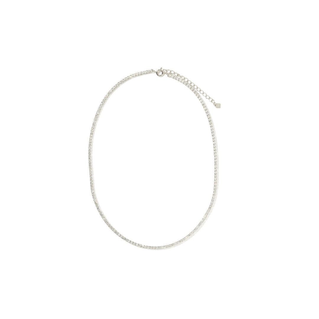 CRYSTAL SILVER TENNIS NECKLACE - COLLARES - Malandra Jewelry - EAWC133.P-MMN347-S-1 2mm+5cm