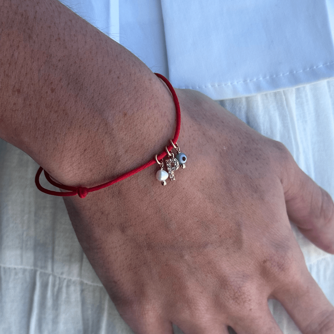 CUSTOM INITIAL RED BRACELET - PULSERAS - Malandra Jewelry - TP1993.A