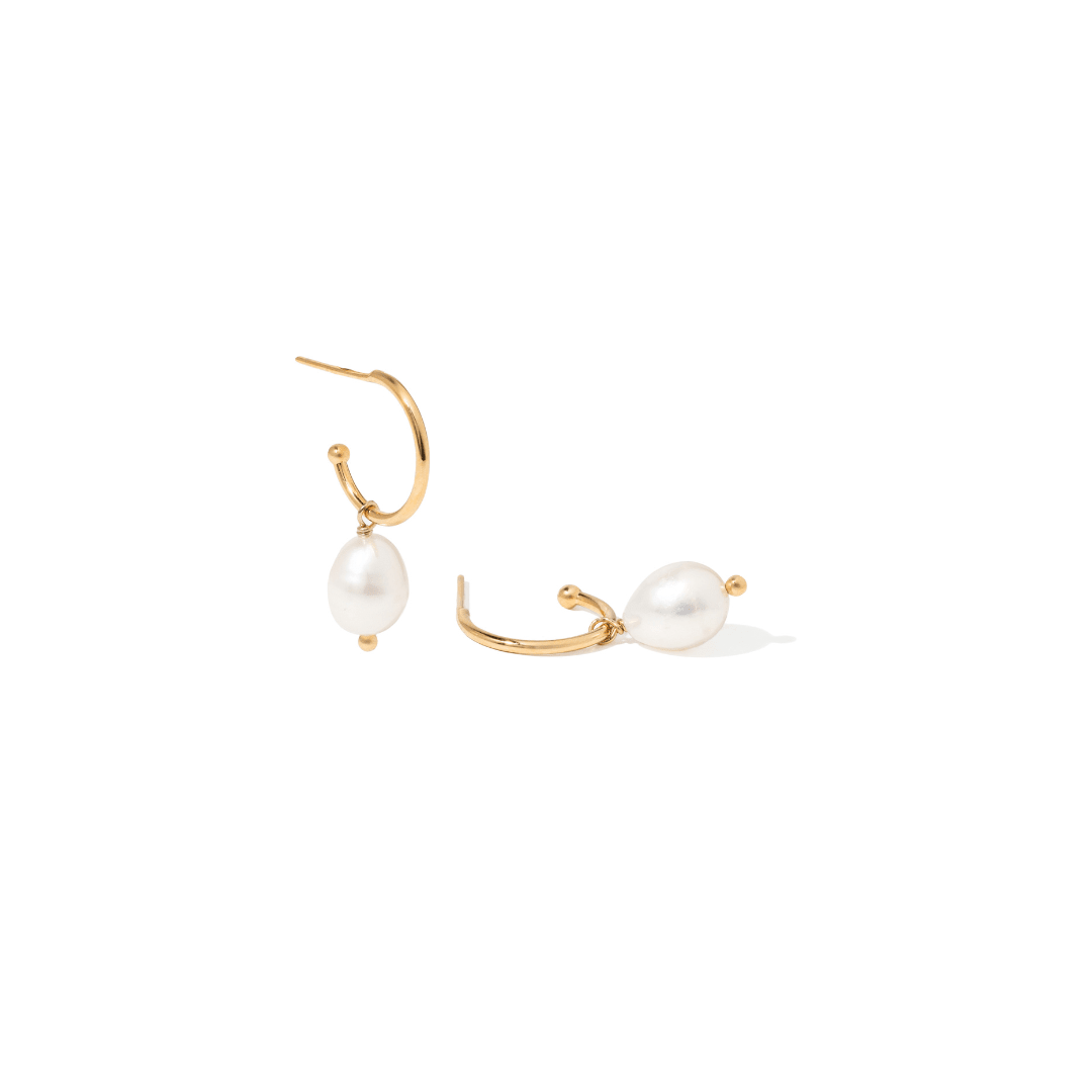 DAINTY PEARL HOOPS - ARETES - Malandra Jewelry - TA2402