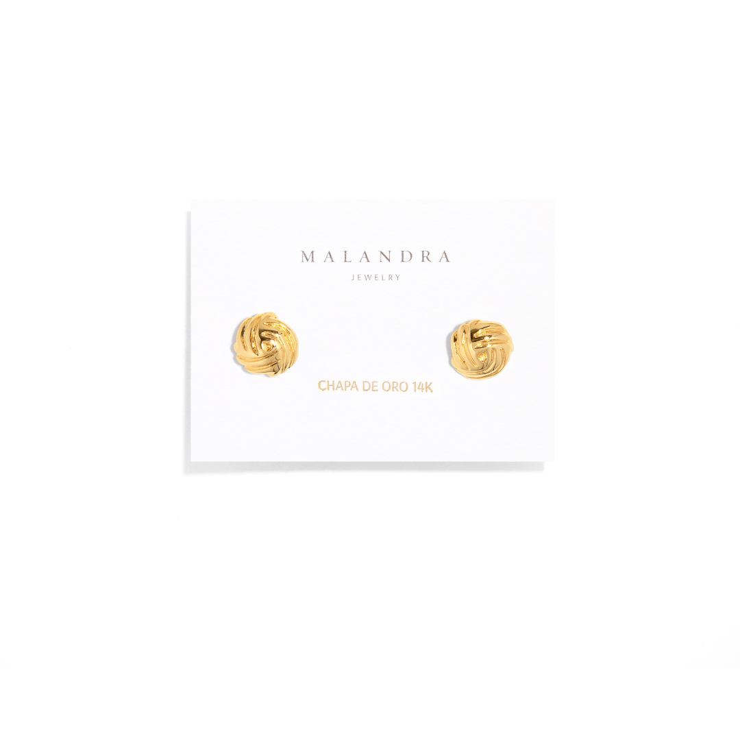 DAZZLING GOLDEN SPIRAL STUDS - ARETES - Malandra Jewelry - VCA240 - 4028