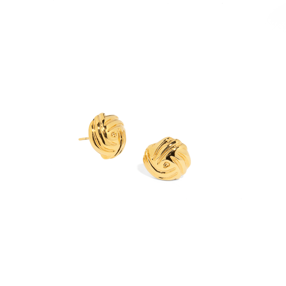 DAZZLING GOLDEN SPIRAL STUDS - ARETES - Malandra Jewelry - VCA240 - 4028