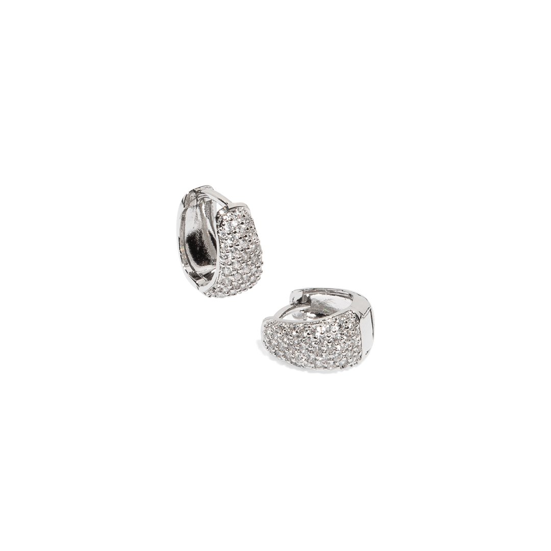DAZZLING SILVER HUGGIES - ARETES - Malandra Jewelry - EZA8.P - VE851