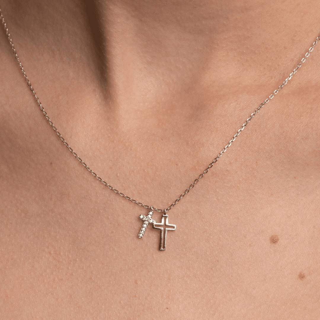 DOUBLE CROSS SPARK NECKLACE - COLLARES - Malandra Jewelry - FBC473-1ECL0003-RP
