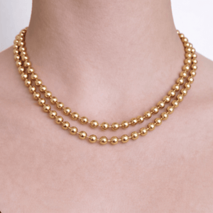 DOUBLE GOLD BEADS NECKLACE - COLLARES - Malandra Jewelry - EYHC137