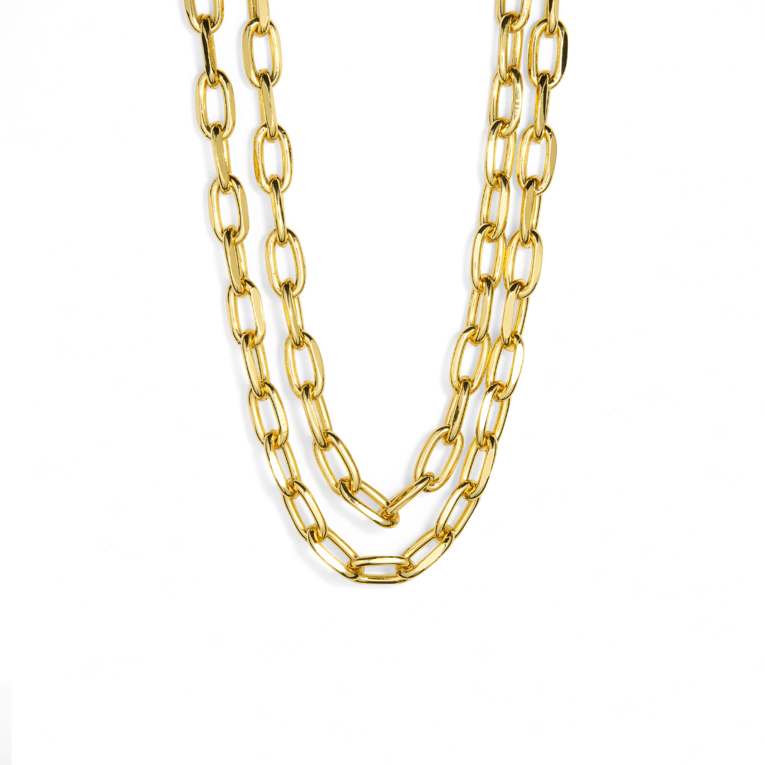 DOUBLE GOLD LINK NECKLACE - COLLARES - Malandra Jewelry - TC1955