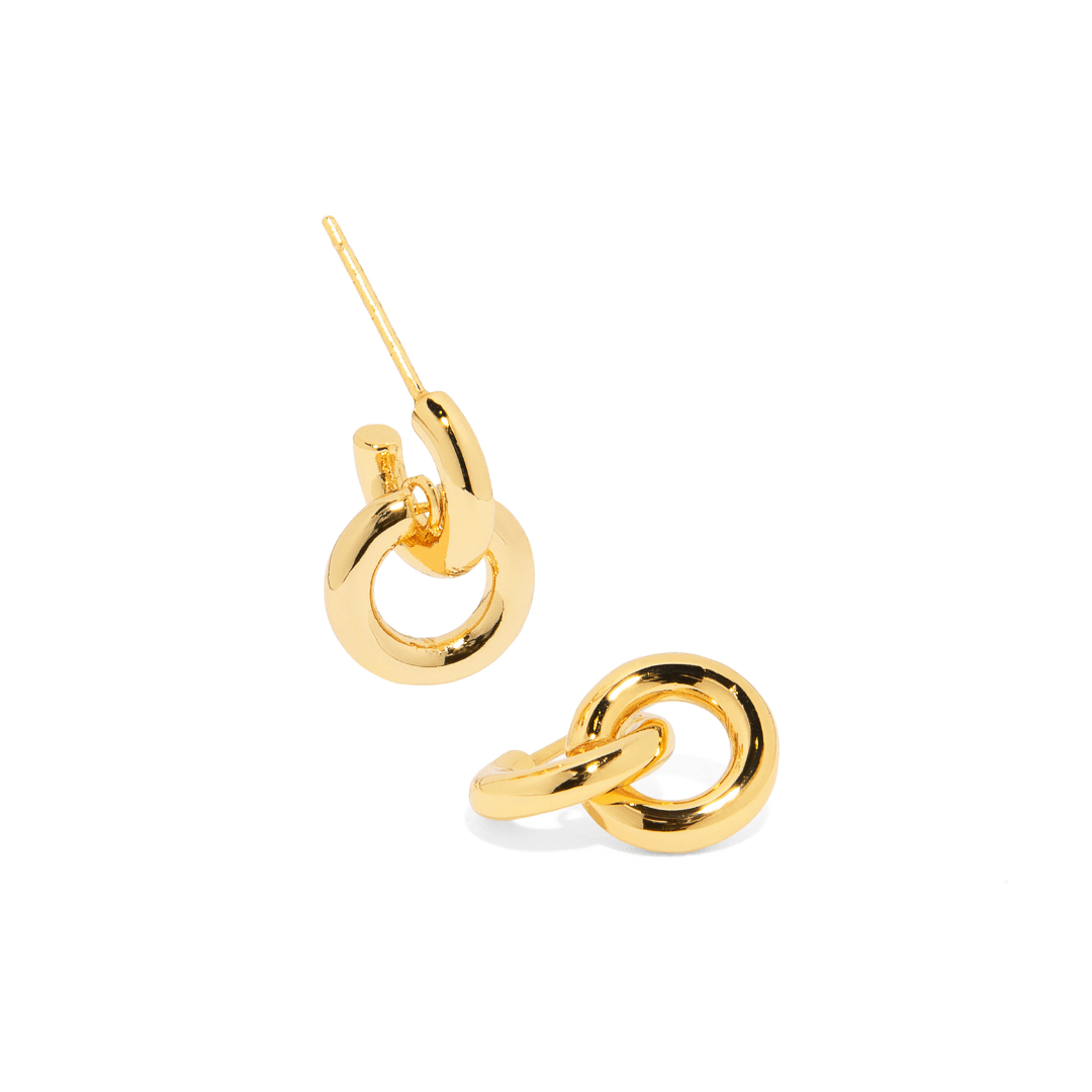 DOUBLE GOLD RING EARRINGS - ARETES - Malandra Jewelry - ZWA14 - QX00912Y