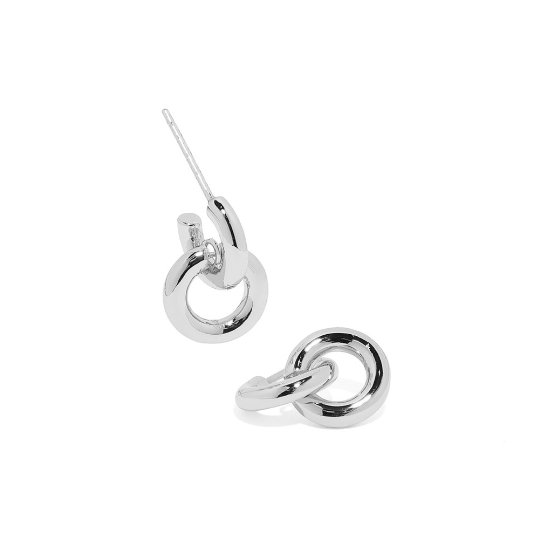 DOUBLE SILVER RING EARRINGS - ARETES - Malandra Jewelry - ZWA14.P - QX00912Y